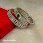 American Diamond Studded Silver Plated Multicolour Bangles